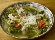 Chicken and Escarole Soup with Veal Meatballs