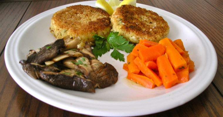Sunday Recipe: Fish Cakes (Torte di Pesce) with Pickled Carrots and Grilled Blue Trumpet Mushrooms