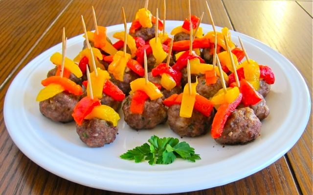 49ers Super Bowl Meatballs and Roasted Peppers