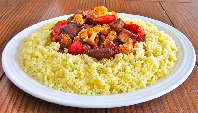 Couscous with Veal, Cauliflower, Red Peppers & Saffron
