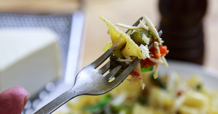Pasta Primavera: Bow tie pasta with early spring vegetables
