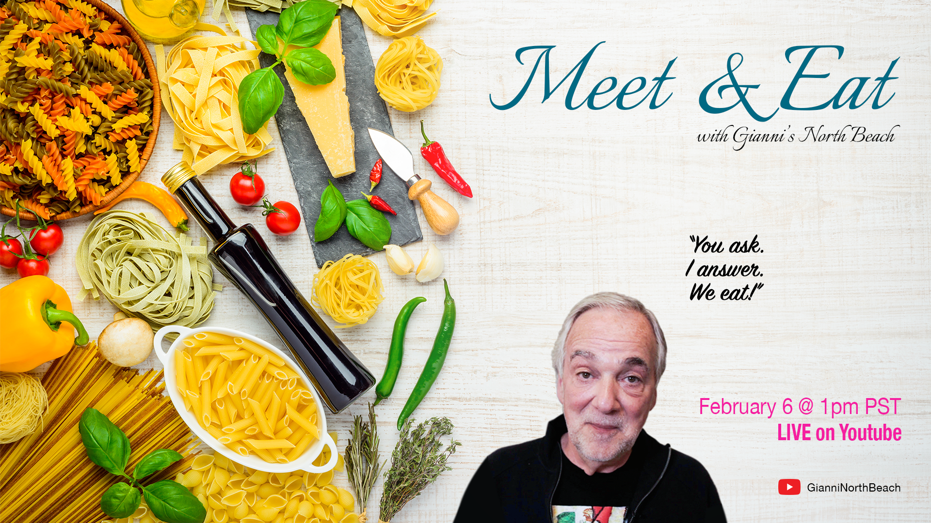 Promo image for Gianni's North Beach Meet & Eat event.